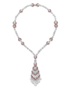 Diamond Necklace with Pink Diamond Pavé | Graff Diamonds Elegant Jewellery, Diamond Necklaces, Classic Necklace, Mocha Brown, Diamond Jewellery, Gems And Minerals