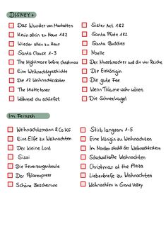 the disney character checklist is shown in red and green