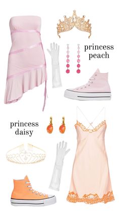 the princess peach dress is shown with accessories