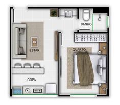 the floor plan for a two bedroom apartment with an attached kitchen and living room area