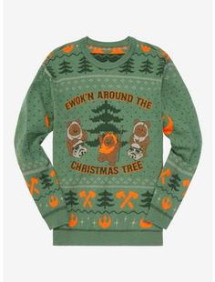 Our Universe Star Wars Ewoks Ewok'n Around Holiday Sweater | Her Universe Tree Lettering, Yarn Patterns, Marvel Logo, Our Universe, Star Wars Christmas, Hoodie Logo, Xmas Sweater, Holiday Sweater, Christmas Knitting