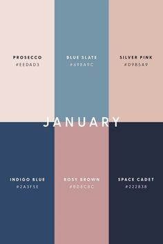 the color scheme for january is shown in different shades