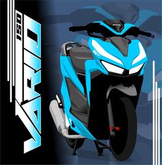 a blue and black motorcycle is shown in this graphic