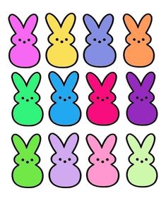 an image of colorful easter bunnies cut out into the shape of bunny's ears