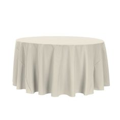 a round table with a white cloth on it