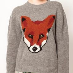 Peter Jensen Crew Neck Wool Fox Sweater Peter Jensen, Fox Sweater, Vanity Fair, Latest Fashion Clothes, Brown And Grey, Asos, Fox, Graphic Sweatshirt, Vanity