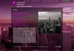 an image of a web page with the city skyline in purple and pink colors on it