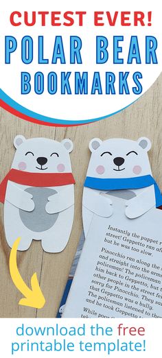 polar bear bookmarks with the text cut out