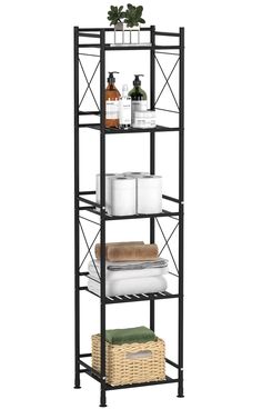 PRICES MAY VARY. 【Heavy-Duty Storage Shelf】Made of metal shelves and thickened tube for providing you with a long-term storage solution. Perfect storage shelves for organizing your bathroom collection, towels, toiletries, kitchenware, laundry supplies, clothes, plants, books, and more items. Keep your home neat and organized. 【X Frame Design】The three sides of the open utility rack are designed with horizontal guardrails to keep the storage items from falling off due to tilting. The X-shaped gua Bathroom Tiered Shelf, Luxury Bathroom Storage Ideas, Bathroom Shelving Organization, Apartment Bathroom Storage Ideas, Restroom Storage Ideas, Bathroom Racks Ideas Shelves, Towel Storage For Bathroom, Shower Organization Ideas, Shelving For Bathroom