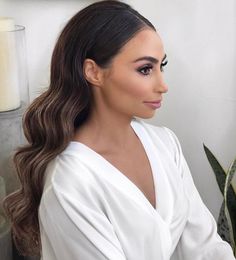 Sleek Wedding Hairstyles, Bridal Hair Down, Wedding Hair Down, Hair Down, Sleek Hairstyles, Middle Part, Bridal Hair And Makeup