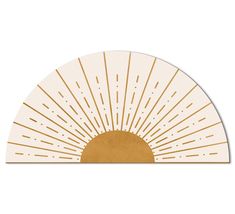 an art deco fan with sunbursts in gold and white on a white background