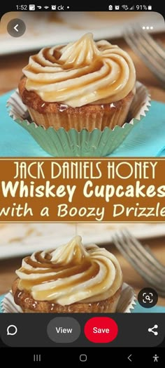 jack daniels honey whiskey cupcakes with a boozy drizzle on top