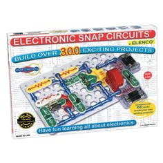 an electronic snap circuit set with instructions and instructions on the inside of its box,