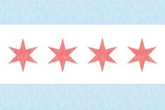 five red stars on a white and blue background