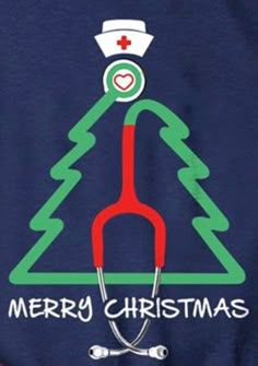 a christmas tree with a stethoscope on it and the words merry christmas