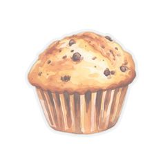 an illustration of a muffin with chocolate chips on it