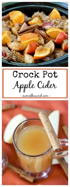 an apple cider recipe with apples and cinnamon sticks