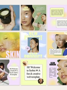 a collage of photos with different skin care products