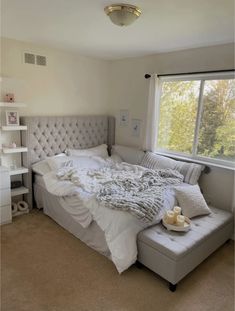 the bedroom is clean and ready to be used for someone's new bedding