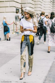 Colorful Pants, Summer Street Style, Nyfw Street Style, Summer Street, Pants Summer, Looks Street Style, Women Street, Fall Street Style