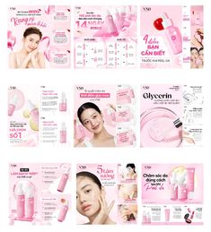 an advertisement for the skin care brand glycorn is shown in pink and white