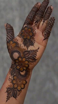 the hand is decorated with intricate designs