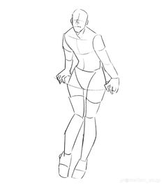 a line drawing of a woman walking with her legs spread out and one hand on her hip