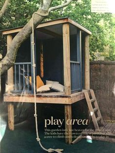 a tree house is featured in the magazine play area