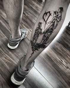 a person with a tattoo on their leg