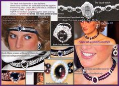 an advertisement with pictures of jewelry including necklaces, earrings and brooches on it