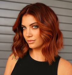 Long Bob Hairstyles Red Hair, Short Copper Hair, Burnt Orange Hair, Trendy Hair Color Ideas, Thick Locks, Haircuts For Thick Hair, Hair Color Orange, Tutorial Ideas