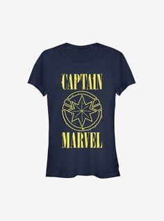 a women's captain marvel t - shirt with the words captain and star on it