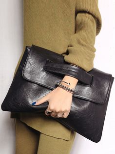 Hollow Split-Joint Bags Crossbody Bags Handbags BLACK-One_size Sacs Tote Bags, Retro Handbags, Envelope Clutch Bag, Beg Tangan, Ladies Clutch, Trending Handbag, Envelope Clutch, Purse Styles, Leather Clutch Bags