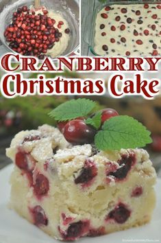 cranberry christmas cake on a white plate