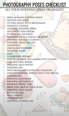 the wedding checklist is shown in this image