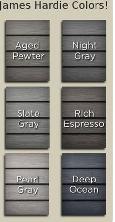 the names and colors of james hardie colors in different styles, from gray to white