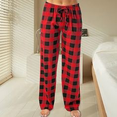 Season:Winter,Fall; Fabric:Flannel; Gender:Women's; Nightwear Style:Pajama Pant; Style:Comfort,Simple,Fashion; Elasticity:Inelastic; Occasion:Home,Daily; Age Group:Adults; Function:Comfort; Pattern:Grid / Plaid; Design:Adjustable; Bottom Type:Pant; Listing Date:08/25/2023; Hips:null; Length [Bottom]:null; Waist:null Pijama Pants, Winter Pyjamas, Halloween Pajama Pants, Christmas Pj Pants, Christmas Pants, Christmas Pajama Pants, Pyjama Pants, Womens Pajamas Pants, Flannel Pants