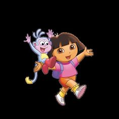 dora the monkey and her friend dora are flying through the air with their arms in the air