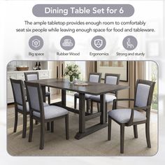 the dining table set for 6 is available in multiple colors and styles, including grey