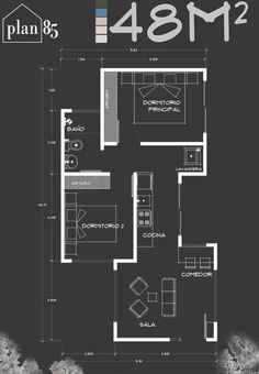 the floor plan for an apartment with three bedroom and two bathroom areas, including one living room