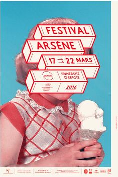 the poster for festival arsene is shown with an ice cream cone