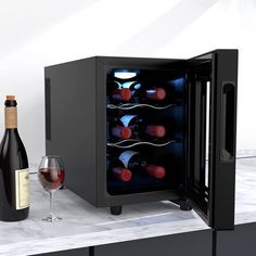 【Consistent Temperature】- This wine cooler enables you to store wines in a consistent temperature environment and allows you to customize the temperature to create an ideal climate for your wine aging process (range 46 - 64°F). 【Easy to Use】- External controls and digital display let you view and adjust the temperature or turn the interior light on or off without opening the door so the cool air stays inside your wine cooler, therefore bringing out the true characteristics and full flavor of you Mini Wine Fridge, Unique Appliances, Fridge Shelves, Beverage Refrigerator, Apt Ideas, Wine Refrigerator, Wine Top, Beverage Cooler, Wine Enthusiast