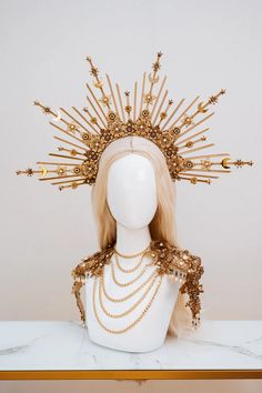 Festival Headpiece, Goddess Crown, Headpiece Diy, Halo Crown, Halo Headband, Gold Headpiece, Headpiece Jewelry, Lace Necklace, Gold Choker Necklace