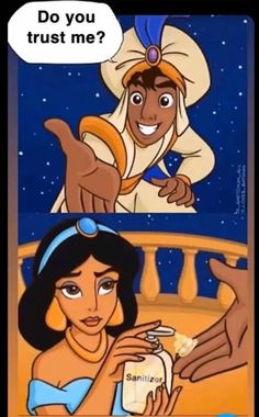 an image of disney princess and prince with caption that says do you trust me?