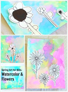 watercolor and flower art project for kids