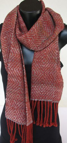 Handwoven scarf in merino wool and silk by handwovenbykjerstin on Etsy Winter Scarf, Merino Wool, Unique Jewellery, Silk, Handmade Gift