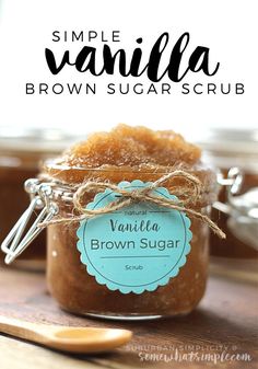 vanilla brown sugar scrub in a glass jar