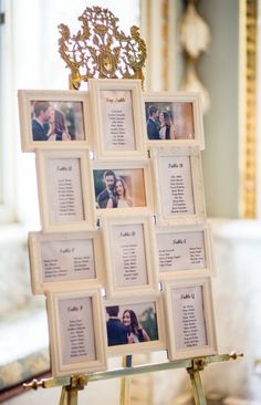 a wedding seating chart with pictures on it