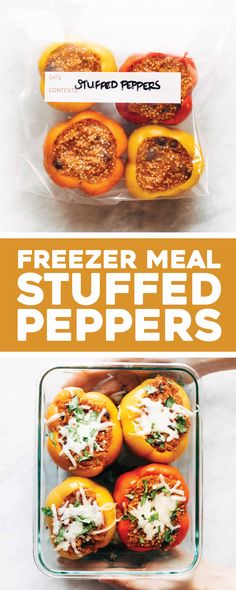 the freezer meal stuffed peppers is ready to be eaten and put in the oven