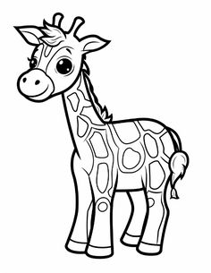 a cartoon giraffe with big eyes coloring page